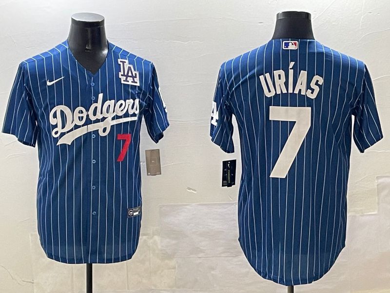 Men Los Angeles Dodgers #7 Urias Blue Stripe Fashion Game 2025 Nike MLB Jersey style 5->los angeles dodgers->MLB Jersey